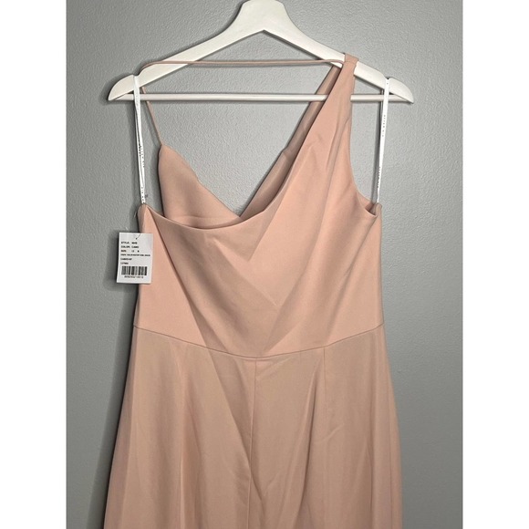 NWT After Six One Shoulder With Strap Cowl-Neck Crepe Maxi Dress Cameo Size 12 - Picture 7 of 12